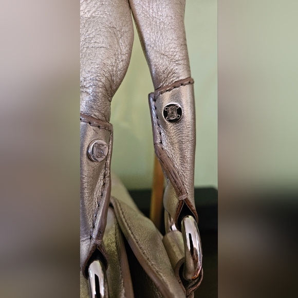 CELINE Authentic Bittersweet Gold Metallic Leather Shoulder Bag Puse Hobo Italy - Picture 4 of 16